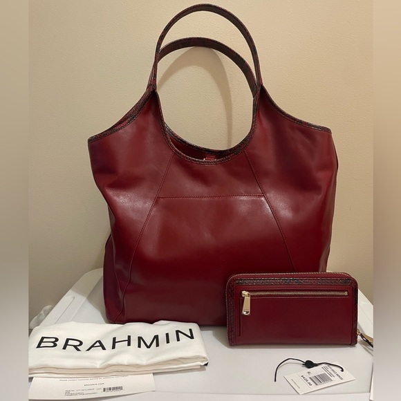 Brahmin Iona Tote Bag and Wallet Set in Cherry Lacquer - Picture 3 of 6